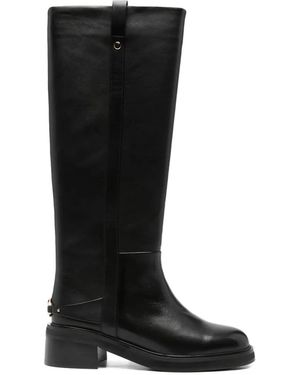 ADRIANNA FERETTI Logo-Plaque Knee-High Boots - Black