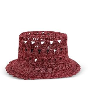 Twinset Crochet-Knit Bucket Hat - Red