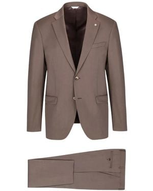 Manuel Ritz Notched-Lapels Single-Breasted Suit - Brown