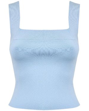 Jonathan Simkhai Madine Square-Neck Top - Blue