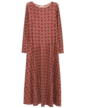 Siyu Long-Sleeve Midi Dress - Red