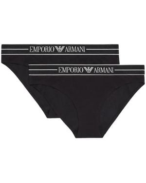 Emporio Armani Logo-Band Briefs - Black