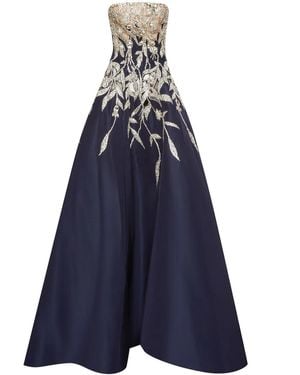 Oscar de la Renta Crystal-Embellished Strapless Gown - Blue
