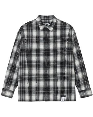 Izzue Camisa A Cuadros Con Detalle Deshilachado - Negro