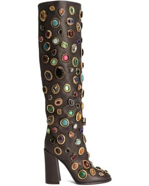 Dolce & Gabbana 105Mm Stone-Embellished Boots - Black