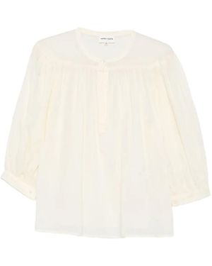Antik Batik Gathered Button Blouse - White