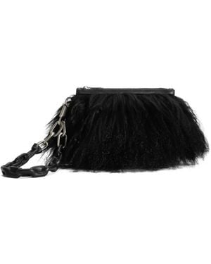 Dolce & Gabbana Fur-Trimmed Zip Clutch Bag - Black