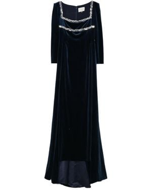 Jean Louis Sabaji Crystal-Embellished Velvet Gown - Black