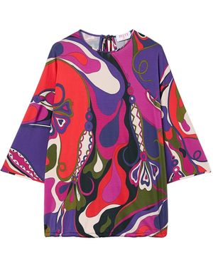 PUCCI Orchidee-Print Drawstring Top - Red