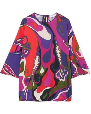 PUCCI Orchidee-Print Drawstring Top - Red