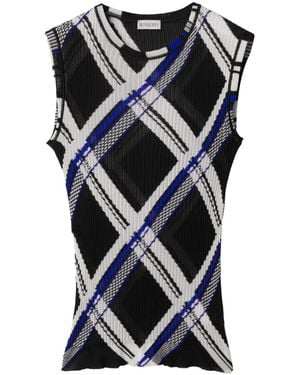 Burberry チェック シルクトップ - ブラック