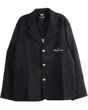 adidas X Willy Chavarria Players Logo-Patch Button-Up Blazer - Black