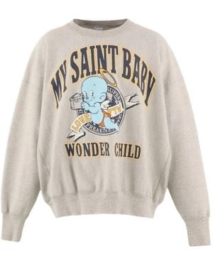 SAINT Mxxxxxx Graphic-Print Crew-Neck Sweatshirt - White