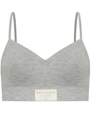 Palm Angels Bra With Logo - Grey