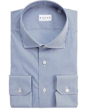 Xacus Striped Button Shirt - Blue