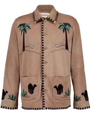 BAZISZT Klassische Lederjacke - Natur