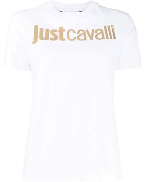 Just Cavalli メタリックロゴ Tシャツ - ホワイト