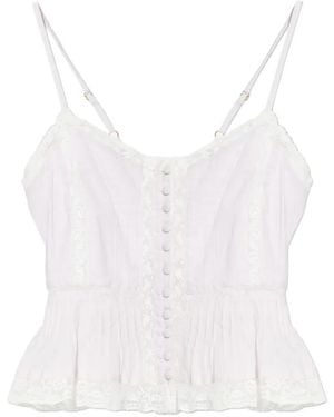 LoveShackFancy Lace Button Top - White