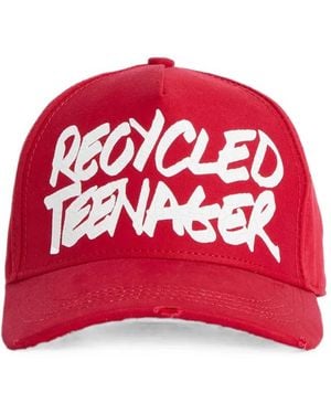 DSquared² Distressed-Effect Baseball Cap - Red