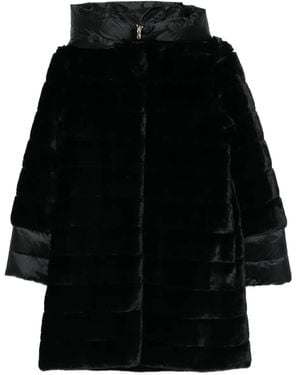 Marella Kapuzenmantel aus Faux Fur - Schwarz