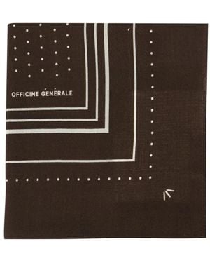 Officine Generale Polka-Dot Wool Scarf - Brown