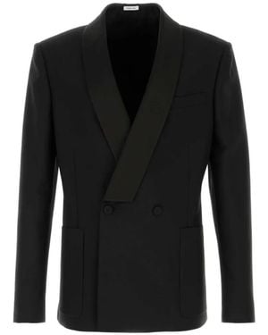 McQueen Double-Breasted Shawl-Lapel Blazer - Black