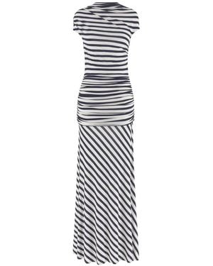 Self-Portrait 'navy Stripe Jersey Maxi' Dress - White