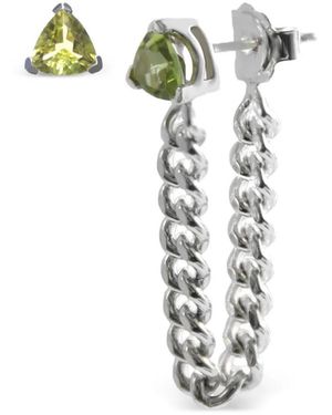 NORMA JEWELLERY Peridot Trillion Drop Earrings - White