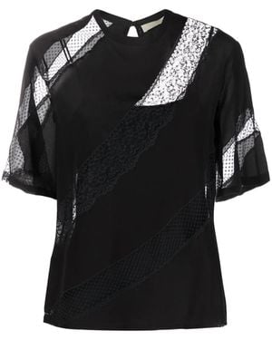 Elie Saab レースパネル Tシャツ - ブラック