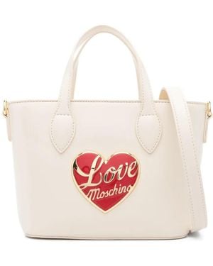 Love Moschino Heart-Shaped Plaque Tote Bag - Pink