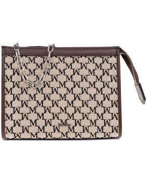 Max Mara Monogram-Pattern Clutch Bag - White