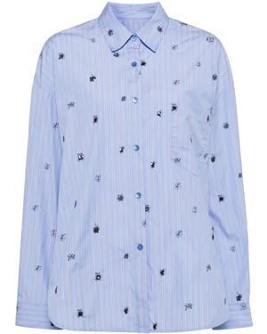 JNBY Sequined Butterfly-Embroidered Shirt - Blue