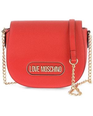 Moschino Logo-Plaque Chain-Strap Shoulder Bag - Red