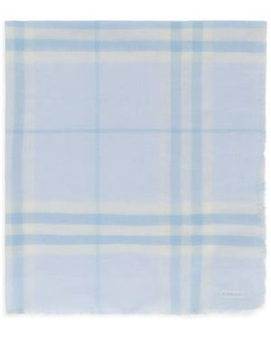 Burberry Wide Check Wool Scarf - Blue