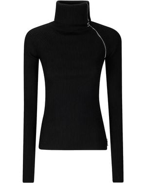 Sportmax Jersey de canalé con cremallera - Negro