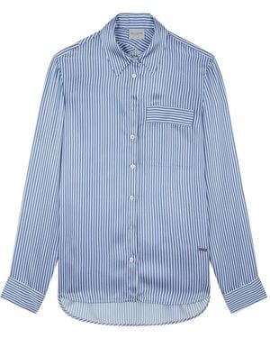 Paul & Shark Silk-Blend Striped Shirt - Blue