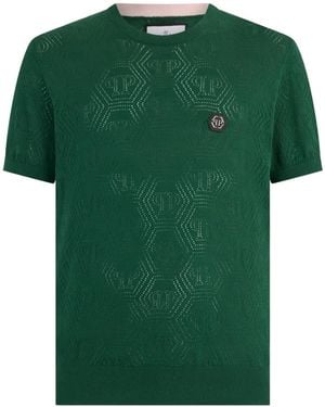 Philipp Plein Monogram-Pattern T-Shirt - Green