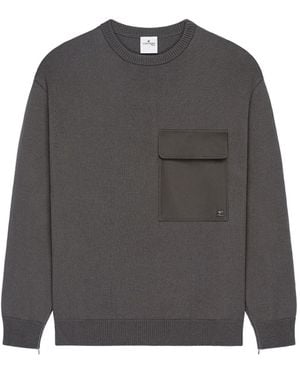 Courreges Chest-Pocket Crew-Neck Jumper - Grey