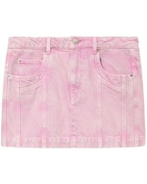 Isabel Marant Juanda Acid-Wash Mini Skirt - Pink