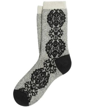 ANT45 Lola Floral-Jacquard Metallic-Effect Socks - Grey