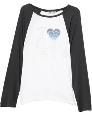 OPEN YY Logo-Print T-Shirt - Black