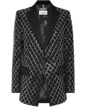 Philipp Plein Crystal Rhombus Blazer - Black
