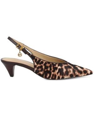 MICHAEL Michael Kors Tonya Leopard Print Calf Hair Slingback Court Shoes - Brown
