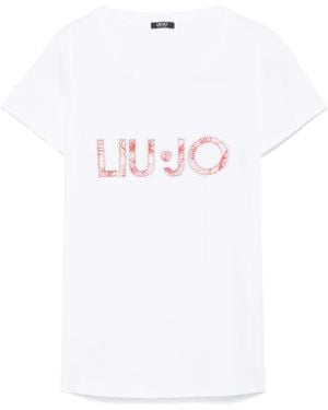 Liu Jo Crystal-Embellished T-Shirt - White