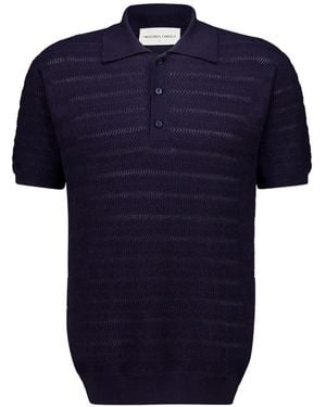 Frescobol Carioca Vidal Chevron-Knit Polo Shirt - Blue