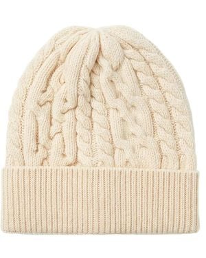 Peserico Cable-Knit Turn-Up Beanie Hat - Natural