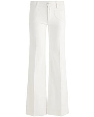 Alice + Olivia Slay Heart Pocket Front Wide-Leg Jeans - White