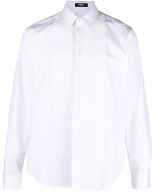 Versace Embroidered Cotton-Poplin Evening Shirt - White