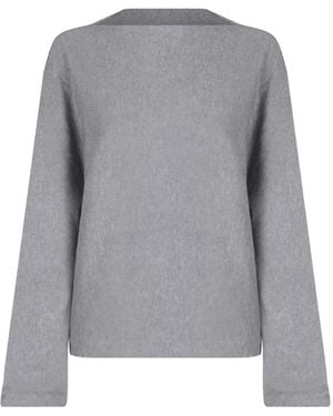 Vince Boat-Neck Wide-Sleeve Jumper - Grey