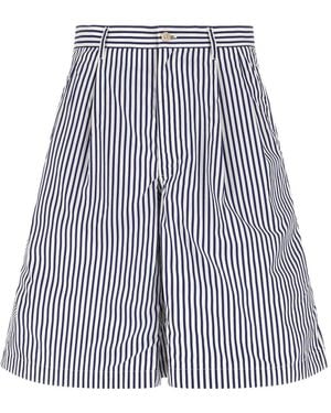 Comme des Garçons Striped-Pattern Pleated Shorts - Blue